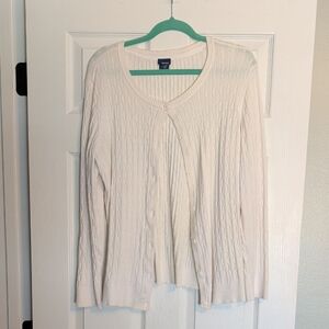 Basic Editions Ivory Cable Knit Cardigan